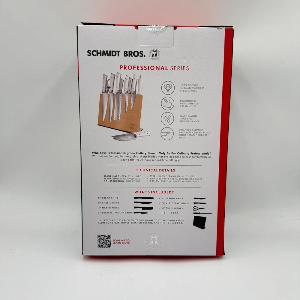 SCHMIDT BROS Professional Series 14pc Knife Set Forged Steel Magnetic Block NEW